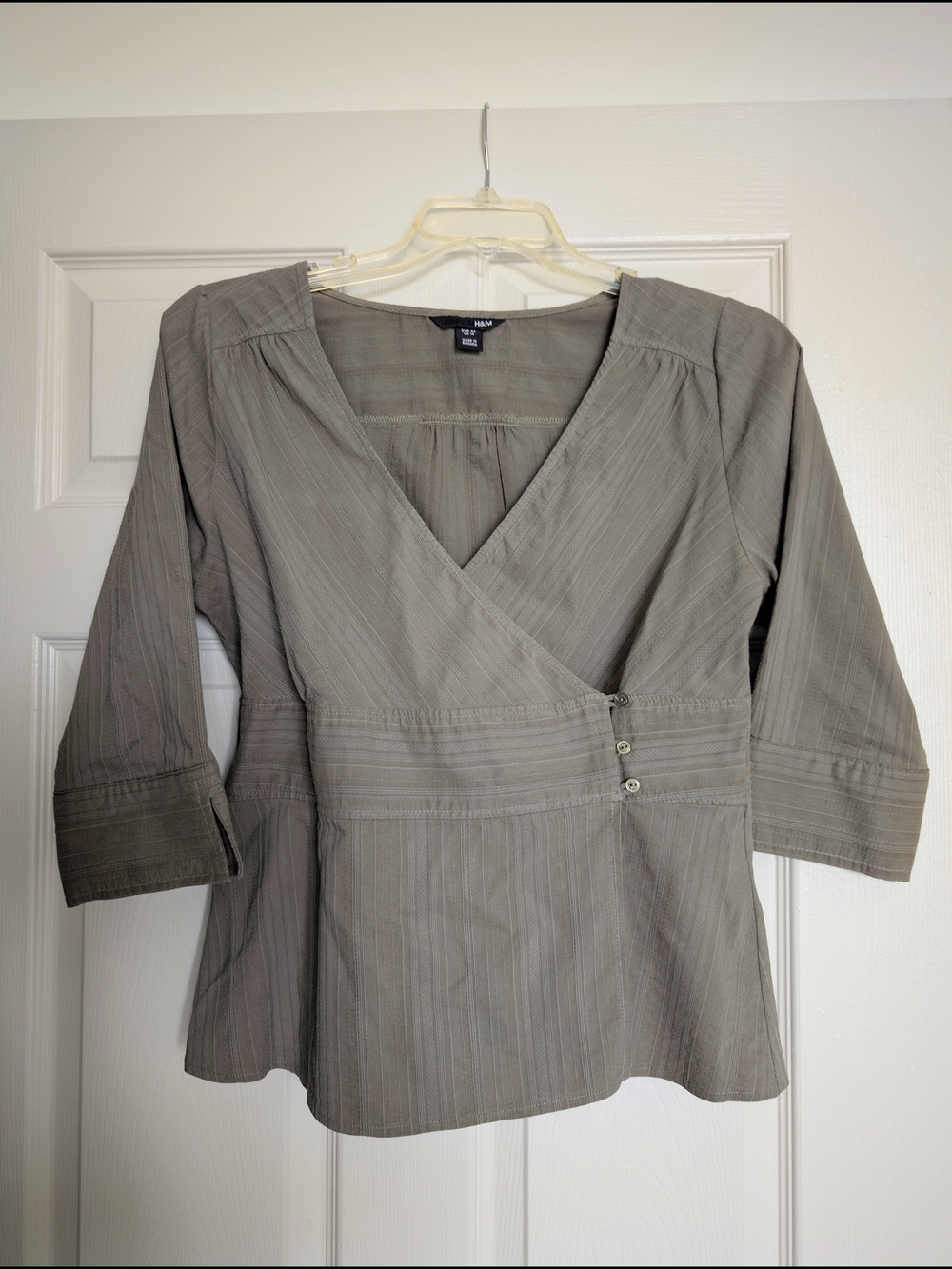 H&M Vintage Army Green Wrap-Style Women's Top